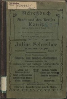 Adreßbuch der Stadt und des Kreises Konitz nach dem Stande vom 1. August 1908 : auf Grund amtlicher Unterlagen zusammenstellt