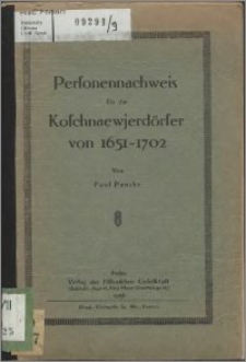 Personennachweis für die Koschnaewjerdörfer von 1651-1702