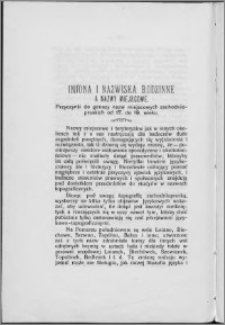 Imiona i nazwiska rodzinne a nazwy miejscowe : przyczynki do genezy nazw miejscowych zachodniopruskich od 17. do 19. wieku