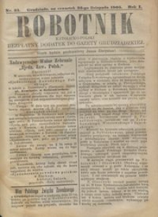 Robotnik Katolicko - Polski : bezpłatny dodatek do Gazety Grudziądzkiej 1905.11.23 R.1 nr 23