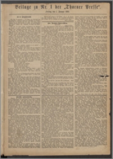 Thorner Presse 1886, Jg. IV, Nro. 1 + Beilage