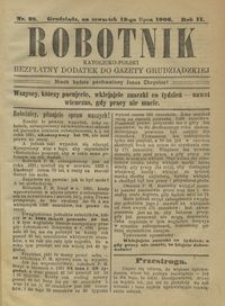 Robotnik Katolicko - Polski : bezpłatny dodatek do Gazety Grudziądzkiej 1906.07.12 R.2 nr 28