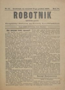 Robotnik Katolicko - Polski : bezpłatny dodatek do Gazety Grudziądzkiej 1908.12.17 R.4 nr 51