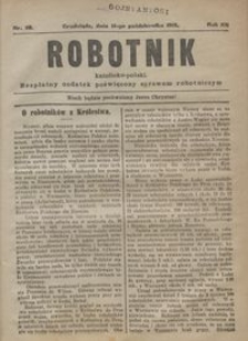 Robotnik Katolicko - Polski : bezpłatny dodatek poświęcony sprawom robotniczym 1915.10.14 R.12 nr 28