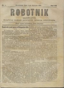 Robotnik Katolicko - Polski : bezpłatny dodatek poświęcony sprawom robotniczym 1916.01.04 R. 13 nr 1