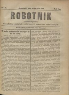 Robotnik Katolicko - Polski : bezpłatny dodatek poświęcony sprawom robotniczym 1916.07.14 R. 13 nr 19