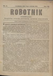 Robotnik Katolicko - Polski : bezpłatny dodatek poświęcony sprawom robotniczym 1917.04.10 R. 14 nr 15