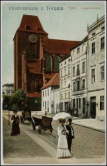 Toruń - ulica Żeglarska z kościołem św. św. Janów - Thorn. Johanniskirche