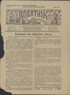 Robotnik : bezpłatny dodatek do Gazety Grudziądzkiej poświęcony sprawom robotniczym oraz sprawom inwalidów wojennych 1926.04.15 nr 8
