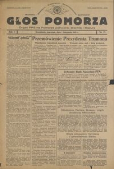 Głos Pomorza : organ PPS na Pomorze północne, Warmię i Mazury : 1945.11.01, R. 1 nr 71