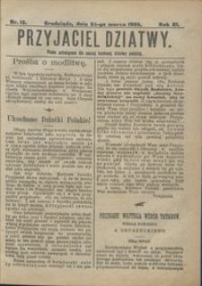 Przyjaciel Dziatwy : pismo poświęcone dla naszej kochanej dziatwy polskiej 1905.03.23 nr 12