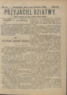 Przyjaciel Dziatwy : pismo poświęcone dla naszej kochanej dziatwy polskiej 1905.04.06 nr 14