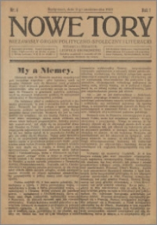 Nowe Tory : Niezawisły Organ Polityczno Społeczny i Literacki 1920.10.02 R.1 nr 4