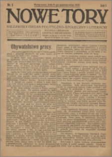 Nowe Tory : Niezawisły Organ Polityczno Społeczny i Literacki 1920.10.09 R.1 nr 5