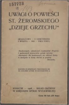 Uwagi o powieści Stefana Żeromskiego "Dzieje grzechu"