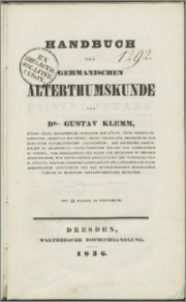 Klemm's germanischen Alterthumskunde