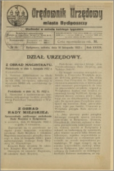 Orędownik Urzędowy Miasta Bydgoszczy, R.39, 1922, Nr 23