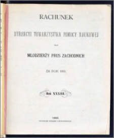 Rachunek Dyrekcyi Towarzystwa Pomocy Naukowej dla Młodzieży Prus Zachodnich za rok 1881