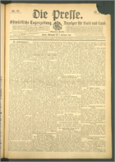Die Presse 1911, Jg. 29, Nr. 27 Zweites Blatt