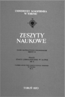 Zeszyty Naukowe Uniwersytetu Mikołaja Kopernika w Toruniu. Nauki Matematyczno-Przyrodnicze. Prace Stacji Limnologicznej w Iławie, z 5 (25), 1970