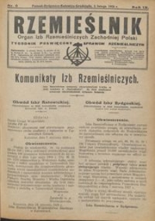 Rzemieślnik : organ izb rzemieślniczych Zachodniej Polski : tygodnik poświęcony sprawom rzemieślniczym 1928.02.05 R. IX nr 6
