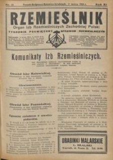 Rzemieślnik : organ izb rzemieślniczych Zachodniej Polski : tygodnik poświęcony sprawom rzemieślniczym 1928.03.11 R. IX nr 11