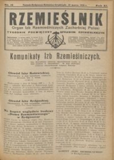 Rzemieślnik : organ izb rzemieślniczych Zachodniej Polski : tygodnik poświęcony sprawom rzemieślniczym 1928.03.18 R. IX nr 12