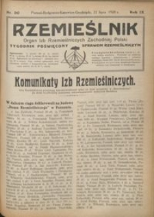 Rzemieślnik : organ izb rzemieślniczych Zachodniej Polski : tygodnik poświęcony sprawom rzemieślniczym 1928.07.22 R. IX nr 30