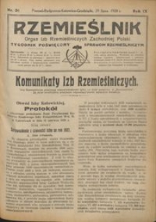 Rzemieślnik : organ izb rzemieślniczych Zachodniej Polski : tygodnik poświęcony sprawom rzemieślniczym 1928.07.29 R. IX nr 31