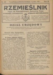 Rzemieślnik : organ izb rzemieślniczych Zachodniej Polski : tygodnik poświęcony sprawom rzemieślniczym 1928.12.08 R. IX nr 50