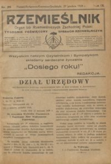 Rzemieślnik : organ izb rzemieślniczych Zachodniej Polski : tygodnik poświęcony sprawom rzemieślniczym 1928.12.29 R. IX nr 53