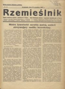 Rzemieślnik : tygodnik poświęcony sprawom rzemieślniczym na Pomorzu. Organ informacyjny instytucyj i organizacyj rzemieślniczych na Pomorzu 1937.09.18 R. XIV nr 24