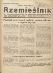 Rzemieślnik : tygodnik poświęcony sprawom rzemieślniczym na Pomorzu. Organ informacyjny instytucyj i organizacyj rzemieślniczych na Pomorzu 1937.10.30 R. XIV nr 30