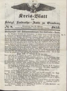 Kreis Blatt des Königlichen Landraths-Amts zu Graudenz 1855.02.23 nr 8