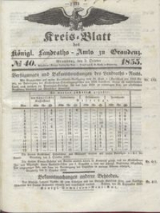Kreis Blatt des Königlichen Landraths-Amts zu Graudenz 1855.10.05 nr 40