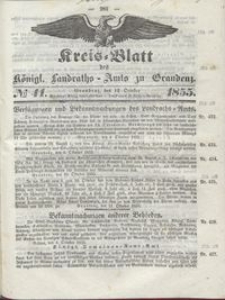 Kreis Blatt des Königlichen Landraths-Amts zu Graudenz 1855.10.12 nr 41
