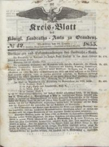 Kreis Blatt des Königlichen Landraths-Amts zu Graudenz 1855.10.19 nr 42