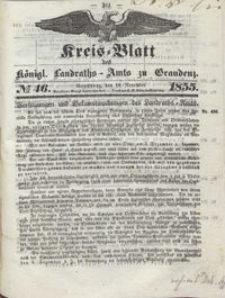 Kreis Blatt des Königlichen Landraths-Amts zu Graudenz 1855.11.16 nr 46