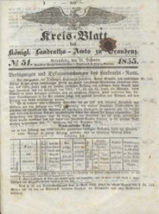 Kreis Blatt des Königlichen Landraths-Amts zu Graudenz 1855.12.21 nr 51