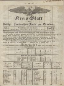 Kreis Blatt des Königlichen Landraths-Amts zu Graudenz 1863.01.16 nr 3