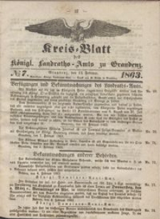 Kreis Blatt des Königlichen Landraths-Amts zu Graudenz 1863.02.13 nr 7