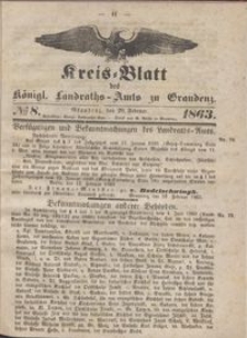 Kreis Blatt des Königlichen Landraths-Amts zu Graudenz 1863.02.20 nr 8