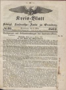 Kreis Blatt des Königlichen Landraths-Amts zu Graudenz 1863.03.06 nr 10