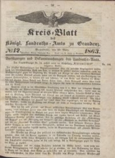 Kreis Blatt des Königlichen Landraths-Amts zu Graudenz 1863.03.20 nr 12