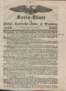 Kreis Blatt des Königlichen Landraths-Amts zu Graudenz 1863.04.03 nr 14