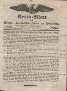Kreis Blatt des Königlichen Landraths-Amts zu Graudenz 1863.04.10 nr 15