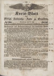 Kreis Blatt des Königlichen Landraths-Amts zu Graudenz 1856.07.11 nr 28