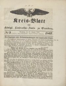 Kreis Blatt des Königlichen Landraths-Amts zu Graudenz 1867.01.18 nr 3