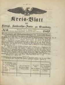 Kreis Blatt des Königlichen Landraths-Amts zu Graudenz 1867.02.08 nr 6