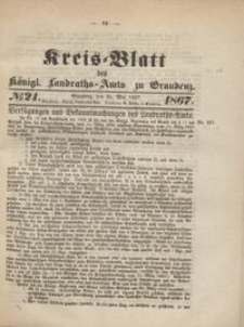Kreis Blatt des Königlichen Landraths-Amts zu Graudenz 1867.05.24 nr 21